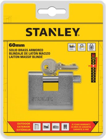 Stanley Páncélozott tömör sárgaréz lakat 60mm (S742-022)