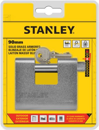 Stanley Páncélozott tömör sárgaréz lakat 90mm (S742-024)