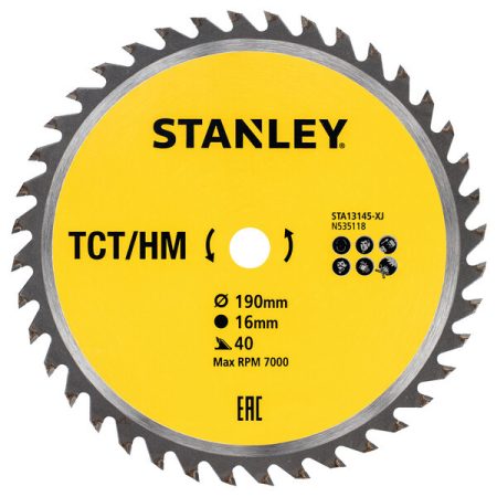 Stanley Körfűrészlap TCT 190×16mm 40T